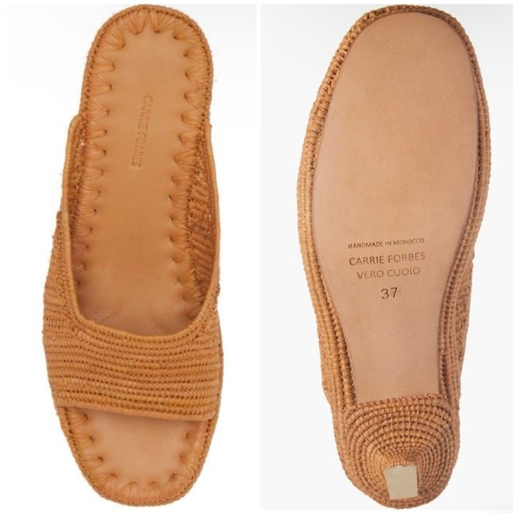 CARRIE FORBES Port Raffia Kitten-Heel Slide Sandals NEW - Picture 5 of 8